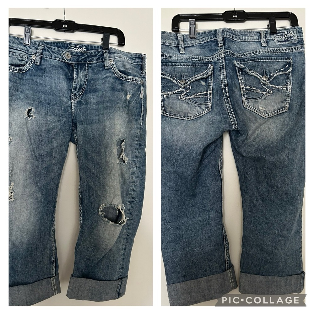Silver Jeans Distressed Blue Denim